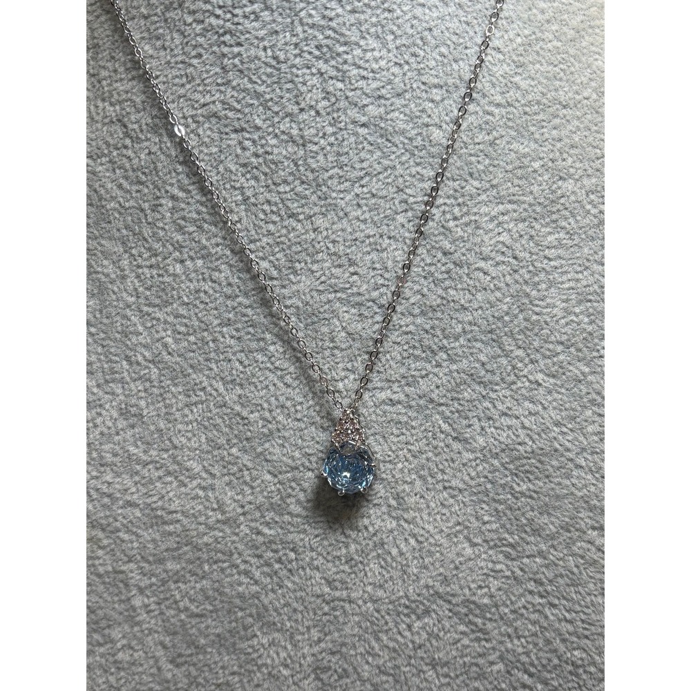 #37. Blue Faux-diamond Pendant Necklace
